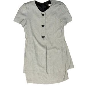 Vintage 80s Gray Black Houndstooth Boomerang Button Blouson Dress size 12